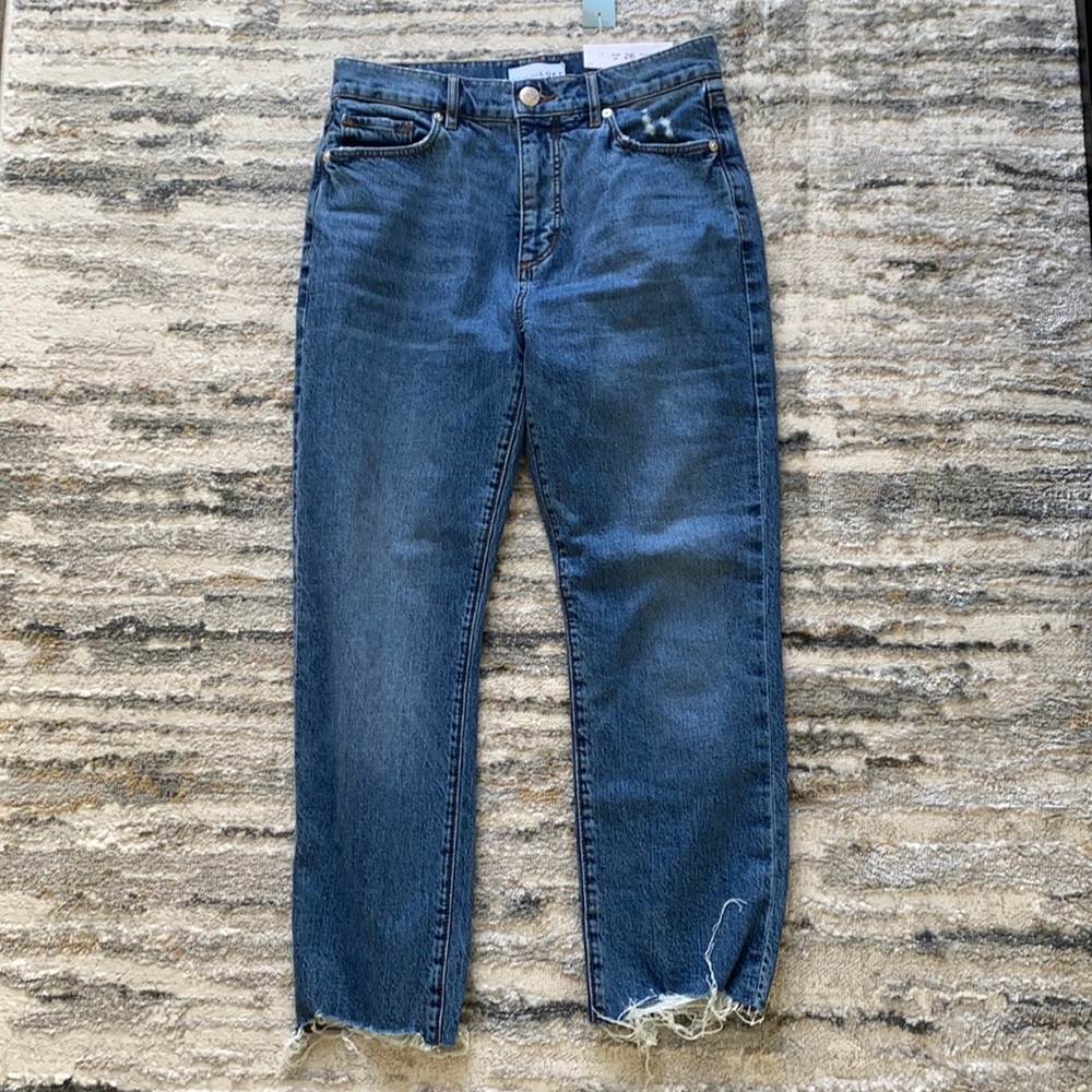 NWT LOFT Petite High Waist Straight Leg Jeans